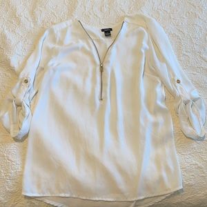 Small cream half-zip blouse